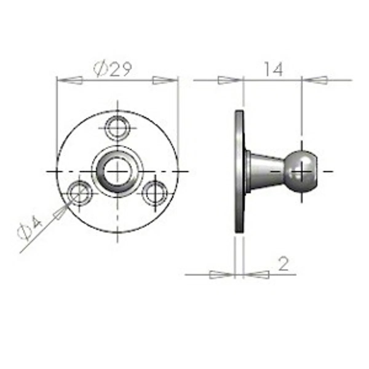 NitroLift Stainless Steel Circular 10mm Ball Stud Bracket